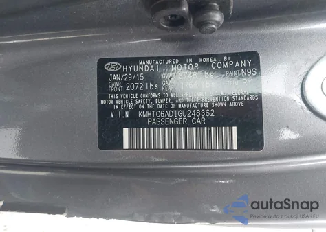 2016 Hyundai Veloster from USA, damaged, VIN KMHTC6AD1GU248362